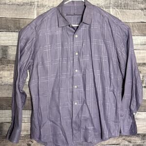 Tommy Bahama 100% Linen Shirt Mens Large Purple Button Up Long Sleeve Business